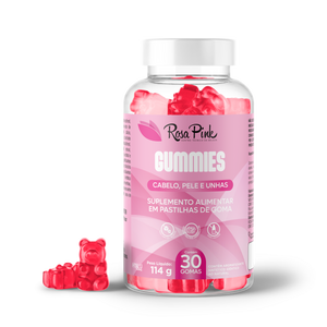 Rosa Pink Gummies - Gomas de Suplemento alimentar para Cabelo, Pele e Unhas